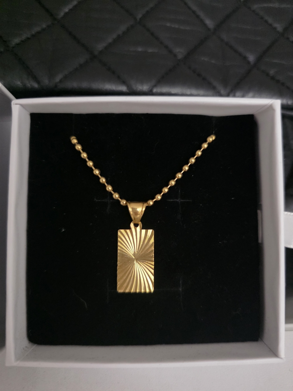 Gold Sunburst Rectangular Pendant Necklace - Women Jewelry
